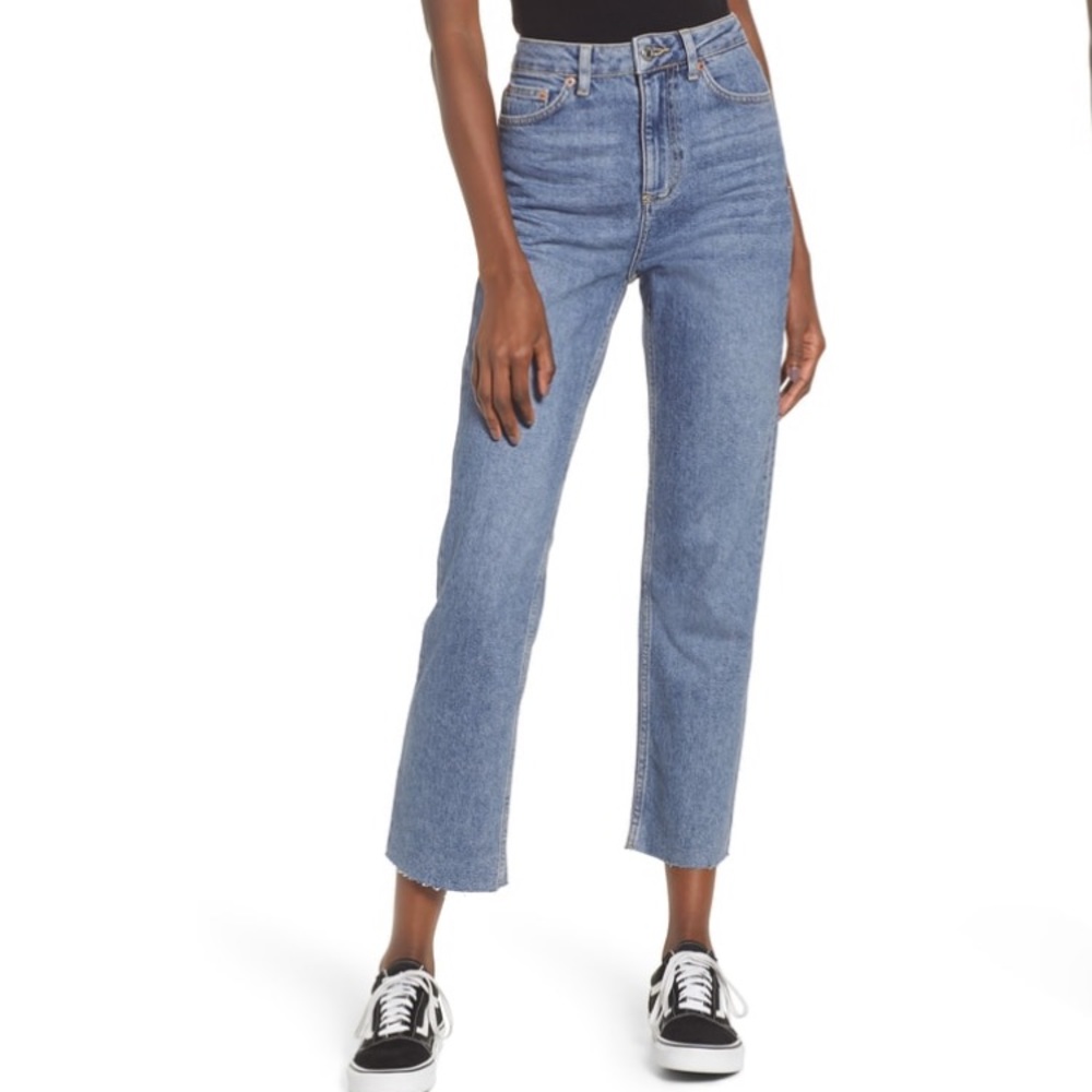 Topshop Raw Hem Straight Leg Jeans